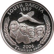 South Dakota  2006 S Proof Silver State Quarter   Dcam - £7.92 GBP