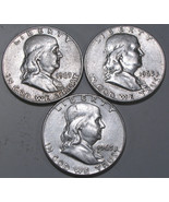 Set of (3) 1963 D Ben Franklin Half Dollars  -  Nice old coins in good c... - £33.24 GBP