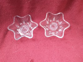 Pair of Vintage Six-Point Star Shape Clear Glass Taper Candle Holders - £3.91 GBP