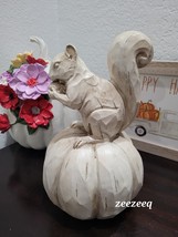 Thanksgiving Fall Pumpkin Squirrel Figurine Resin Tabletop decor 9.75&quot; - £27.96 GBP