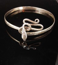 Antique sterling Snake arm band bracelet headband Coiled serpent Large Silver  - £236.57 GBP