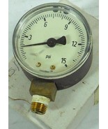 DURO-UNITED 15-400FG-OIL-0/15 PRESSURE GAUGE LOWER MOUNT LM 0-15PSI - $9.50 CAD