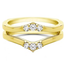 0.36CT Imitación Diamante Oro Amarillo Bañado 3-Stone Chevron Potenciador Guard - £190.36 GBP