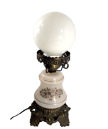 Table Lamp GWTW VTG Hurricane 3 Way White Glass Floral Brass Base NOT OR... - $41.11 CAD