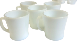 5 Vintage Fire King White Milk Glass Coffee Mug Tea Cup Anchor Hocking D Handle - £43.38 GBP
