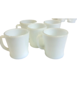 5 Vintage Fire King White Milk Glass Coffee Mug Tea Cup Anchor Hocking D... - £43.14 GBP