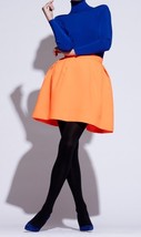 PINK TARTAN Puffy FULL Tiffany NEON ORANGE SKIRT Back Zip LINED 4 $295 F... - £158.24 GBP