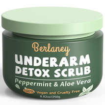 Detox Scrub 8.8 Oz with Peppermint, Aloe Vera and Walnut Shell Powder, Underarm  - £17.66 GBP