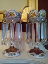 LARGE ANTIQUE BOHEMIAN CRYSTAL PANTED LUSTERS WHITE CASED ON RUBY GLASS - $1,500.00