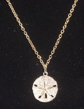 Gold Tone Sand Dollar Necklace Ocean Nautical Jewelry Vintage - £7.90 GBP