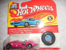 &#39;92 Hot Wheels Redish Pink &quot;Twin Mill&quot; Collect #5709 Vintage Collection + Button - £4.71 GBP