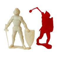 Medieval Knight vtg plastic toy figure 1960s britain marx mpc lot Red Wh... - £10.81 GBP