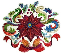 Spring into Christmas [Poinsettia] Embroidered Iron on/Sew Patch [6.87&quot; *4.81&quot;]  - £13.33 GBP
