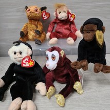 Ty Beanie Babies Monkey Animal Lot of 5 NWT Plush Toy Vintage Retired - £11.79 GBP