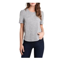 1. State Womens S Silver Heather Grey Puff Sleeve Textured Top NWT Y59 - £23.18 GBP