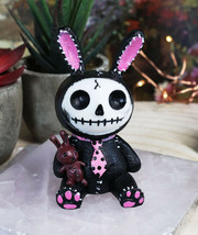 Ebros Furry Bones Bun Bun Black Pink Polkadot Tie Bunny Rabbit Skeleton Figurine - £11.84 GBP