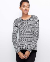 Ann Taylor Elliptical Stitch Sweater, size L, Black, NWHT - £40.91 GBP