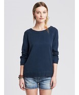 Banana Republic Quilted Zip-Back Pullover, Navy, LP, NWT - £35.43 GBP