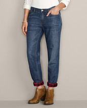 Eddie Bauer Boyfriend Flannel-Lined Jeans, size 14, NWT - £64.89 GBP