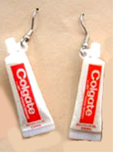 TOOTHPASTE Funky EARRINGS Dental Hygienist Dentist Teeth Charms Costume ... - €5,89 EUR