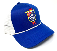 HEILEMAN&#39;S OLD STYLE BEER CURVED BILL BLUE WHITE MESH TRUCKER SNAPBACK H... - $14.20