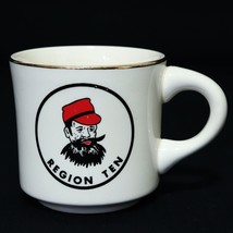 Boy Scouts of America VTG BSA Ceramic Mug Region Ten 10 Gold Rim Coffee Cup - £14.25 GBP