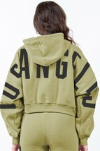 American Bazi Letter Graphic Long Sleeve Drawstring Cropped Hoodie - €37,66 EUR