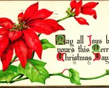 1913 Cartolina Tuck&#39;s Pointsettia Natale Serie Goffrato Merry Christmas - $8.14
