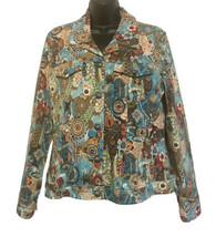 Christopher &amp; Banks Women&#39;s Jacket Colorful Floral Size Medium Button Front - £17.06 GBP