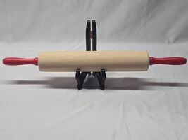 Large 20”  Hickory Or Maple Wood Rolling Pin With Red Handles Likely NOT... - $287.57 MXN