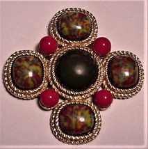 Sarah Coventry Maltese Cross Brooch Large Lucite Center Stones Book Piece - $59.95