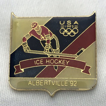 USA Ice Hockey Albertville 92 Olympics Winter Vintage Pin 1992 90s - £7.95 GBP
