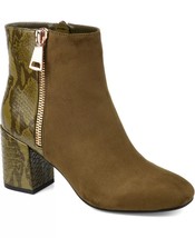 Journee Collection Women Block Heel Ankle Booties Sarah Size US 8 Olive Green - £21.43 GBP