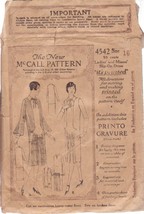 Mc Call's 1921 Vintage Pattern 4542 Size 16 Misses' 1921 Dress In 2 Variations - $48.00