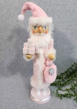 Pink Santa Claus Nutcracker Snowflakes Shabby Chic 15&quot; Christmas Wooden NEW - £37.43 GBP