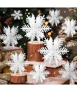 8 PCS 3D Glitter Snowflake Decorations White Christmas Tabletop Decor - $390.21 MXN