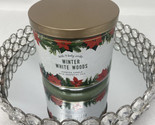 BATH &amp; BODY WORKS WINTER WHITE WOODS SCENTED 3 WICK CANDLE 14.5oz NEW - £22.96 GBP