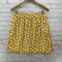 J Crew Mini Skirt Womens Sz 10 Mustard Yellow Floral Linen Blend - $19.79