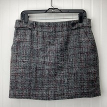 Ann Taylor Loft Mini Skirt Sz 6 Womens Gray Red Textured Lined Short w/S... - £9.58 GBP