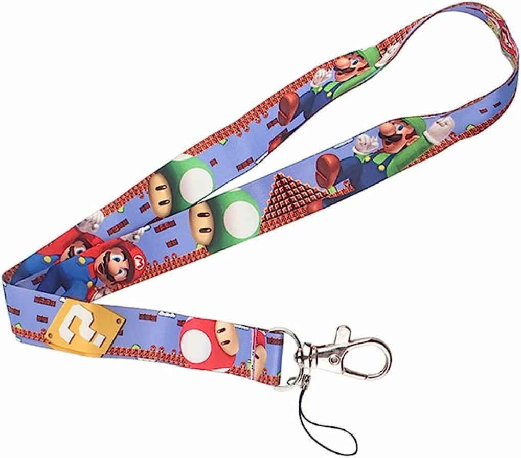 Mario Blue Lanyard Keychain ID Badge Holder-Mario, Luigi, Mushroom, Myst... - $7.99