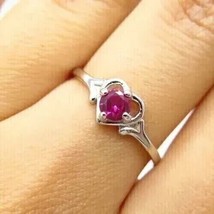 1Ct Round Cut Lab-Created Ruby Women Engagement Ring 14k White Gold Plated - £115.11 GBP