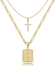 Gold Layered Initial (J) Cross Necklace - £25.60 GBP