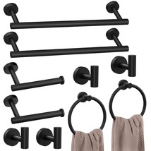 10-Pieces Matte Black Bathroom Accessories Set, Stainless Steel Bathroom Hardwar - £29.53 GBP