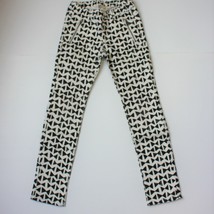 H&amp;M Girl&#39;s White with Black Bow Print Pants size 7 8 - $14.99