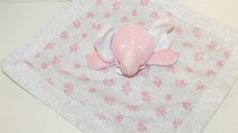 Gray pink elephant baby security blanket lovey teddy bear print jersey knit  - £15.07 GBP