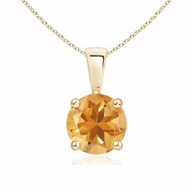 ANGARA Classic Round Citrine Pendant in 14K Gold | 18&quot; Chain (Grade-A Size-7) - £276.38 GBP