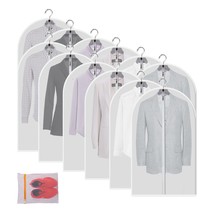 Clear Garment Bags Clothes Covers Protecting Dusts (Set Of 12) For Storage Plast - £30.84 GBP