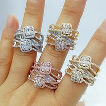 Godki Baguette Cut Ring Engagement Handmade Rainbow Cubic Zirconia Stone Rings F - £22.98 GBP