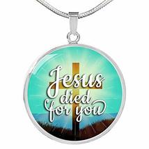 Express Your Love Gifts Jesus Died for You Circle Necklace Engraved Stainless St - £46.70 GBP