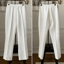 Vintage 70s Textured White Polyester Pull On Pants Slight Flare XS - $26.10